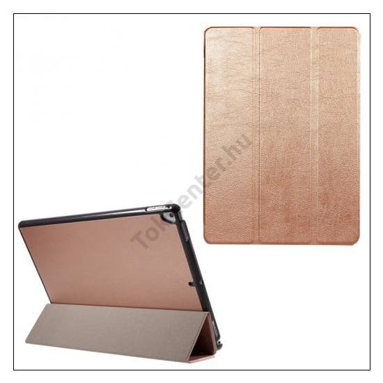 APPLE IPAD Pro (2017) 12.9 Tok álló, bőr hatású (aktív flip, oldalra nyíló, TRIFOLD asztali tartó funkció) ARANY
