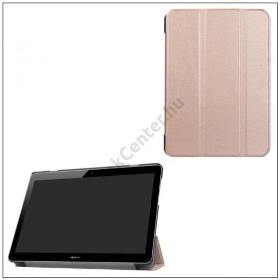 HUAWEI MediaPad T3 10 LTE /HUAWEI MediaPad T3 10 WIFI Tok álló, bőr hatású (FLIP, oldalra nyíló, TRIFOLD asztali tartó funkció) ROZÉARANY