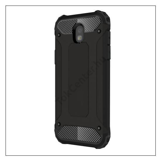 SAMSUNG Galaxy J5 (2017) (SM-J530) Defender műanyag telefonvédő (közepesen ütésálló, gumi / szilikon belső, fémhatás) FEKETE	