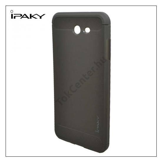 SAMSUNG Galaxy J7 (2017) (SM-J730) IPAKY telefonvédő gumi / szilikon (közepesen ütésálló, szálcsiszolt, karbonminta) SZÜRKE	