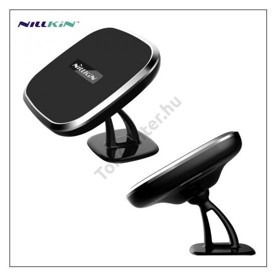 NILLKIN gépkocsi / autó tartó (tapadókorongos, 360°-ban forgatható, asztalra rögzíthető, vezeték nélküli töltés) FEKETE	