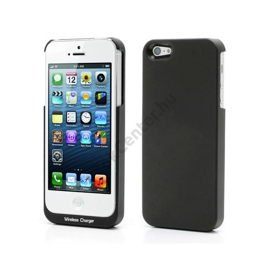 Műanyag telefonvédő, vezeték nélküli töltéshez (fogadóegység, QI Wireless) FEKETE