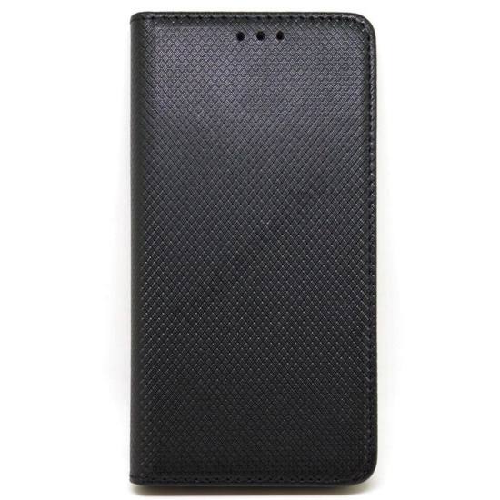 Sony Xperia L1 (G3312) Tok álló, bőr hatású (FLIP, oldalra nyíló, asztali tartó funkció, rombusz minta) FEKETE
