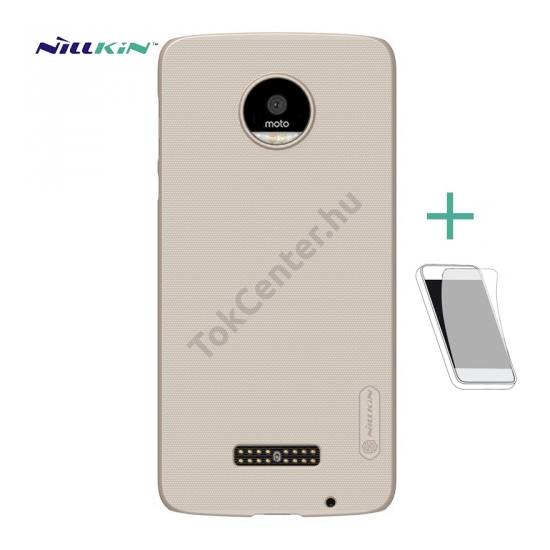 Motorola Moto Z NILLKIN SUPER FROSTED műanyag telefonvédő (gumírozott, képernyővédő fólia, tisztítókendő) ARANY 