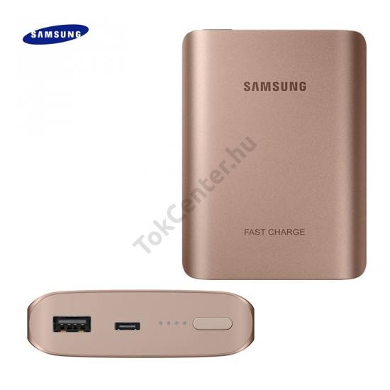 Hordozható vésztöltő (belső 10200 mAh akku, 5V / 2000mA, gyorstöltés támogatás, AFC) ROZÉARANY