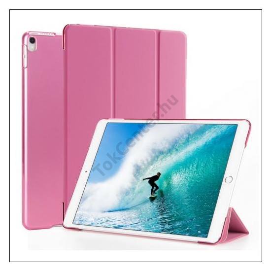 Apple IPAD Air 2019 (Air 3) /Apple IPAD Pro 10.5 (2017) Tok álló, bőr hatású (aktív flip, oldalra nyíló, TRIFOLD asztali tartó funkció) RÓZSASZÍN