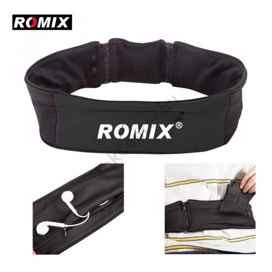 ROMIX tok fekvő (derékra rögzíthető, 3 zseb, cipzáras, sportoláshoz, S, M méret) FEKETE