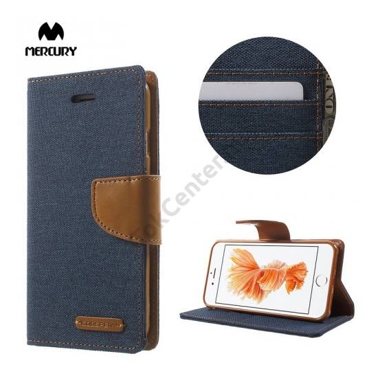 Apple iPhone 7 4.7 / Apple iPhone 8 4.7 / Apple iPhone SE (2020) MERCURY Canvas Diary tok álló (FLIP, mágneses, oldalra nyíló, asztali tartó funkció, textil hatás) SÖTÉTKÉK