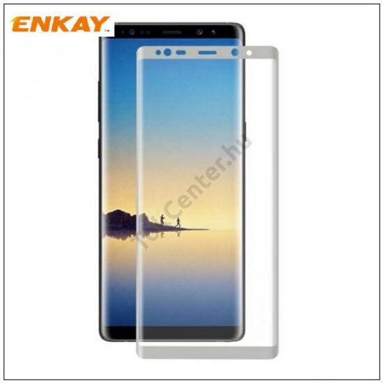 SAMSUNG Galaxy Note 8 ENKAY képernyővédő fólia (1db, 3D full cover,íves,ultravékony előlap, edzett üveg, karcálló, 9H, 0,26mm vékony) EZÜST	