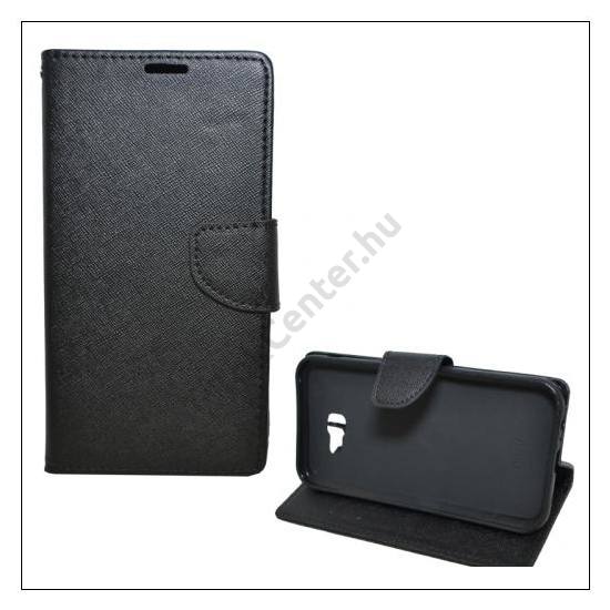 SAMSUNG Galaxy A7 (2017) (SM-A720F) Tok álló, bőr (FLIP, oldalra nyíló, asztali tartó funkció, textil mintás) FEKETE	