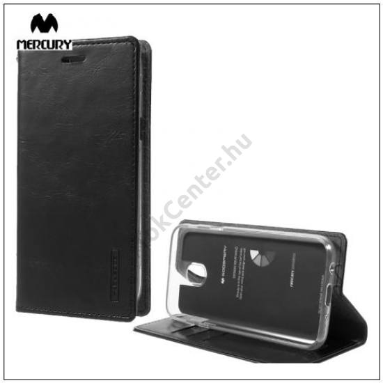 SAMSUNG Galaxy J5 (2017) (SM-J530) MERCURY BLUE MOON FLIP tok álló, bőr (oldalra nyíló, asztali tartó funkció) FÉNYES FEKETE	