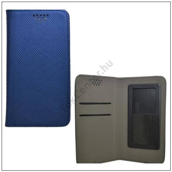 Tok álló, bőr (oldalra nyíló, csúsztatható, öntapadós rögzítés, univerzális, 4-4.5'' méret, rombuszminta) KÉK