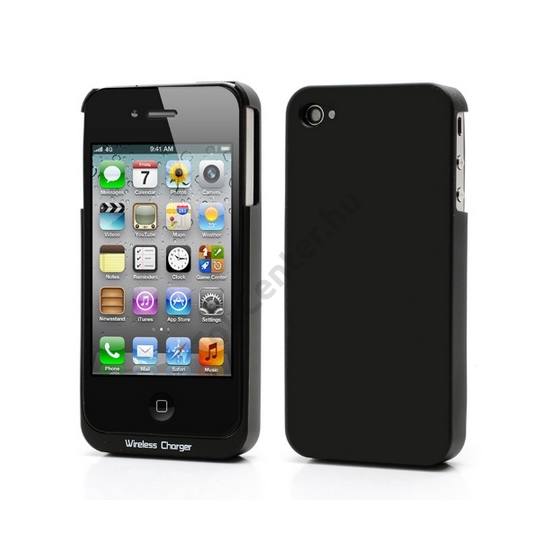 Műanyag telefonvédő, vezeték nélküli töltéshez (fogadóegység, QI Wireless) FEKETE