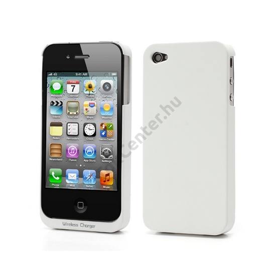 Műanyag telefonvédő, vezeték nélküli töltéshez (fogadóegység, QI Wireless) FEHÉR