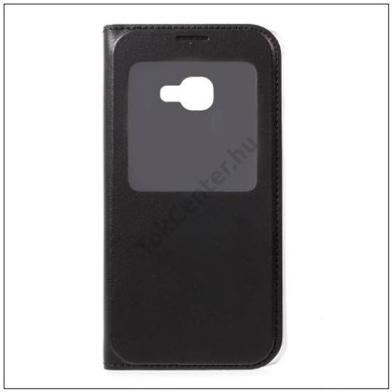 SAMSUNG Galaxy Xcover 4 (SM-G390) Tok álló, bőr (FLIP, mágneses, oldalra nyíló, View Window) FEKETE	