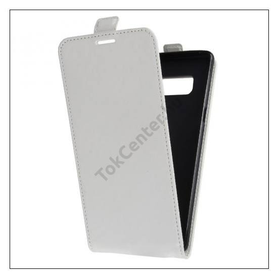 SAMSUNG Galaxy Note 8 Tok álló, bőr (FLIP, mágneses, szilikon tartó) FEHÉR	