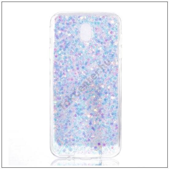 SAMSUNG Galaxy J3 (2017) (SM-J330) EU Telefonvédő gumi / szilikon (csillogó, flitteres hátlap) FEHÉR	