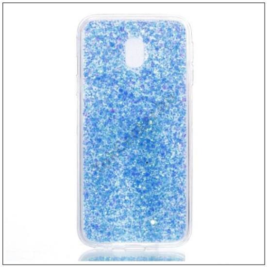 SAMSUNG Galaxy J3 (2017) (SM-J330) EU Telefonvédő gumi / szilikon (csillogó, flitteres hátlap) KÉK	