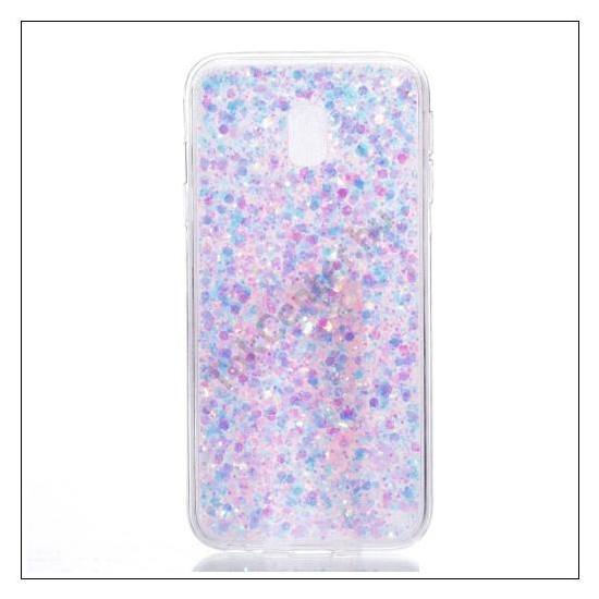 SAMSUNG Galaxy J3 (2017) (SM-J330) EU Telefonvédő gumi / szilikon (csillogó, flitteres hátlap) RÓZSASZÍN	