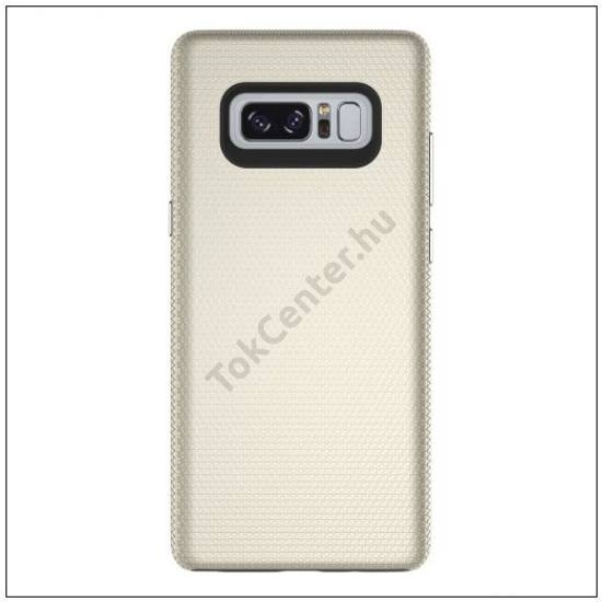 SAMSUNG Galaxy Note 8 Műanyag telefonvédő (gumi / szilikon belső, textil mintás) ARANY	