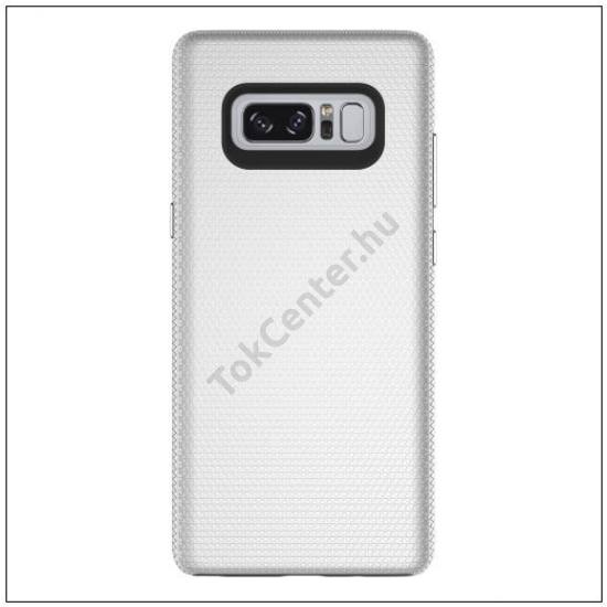 SAMSUNG Galaxy Note 8 Műanyag telefonvédő (gumi / szilikon belső, textil mintás) EZÜST	