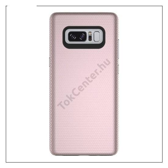 SAMSUNG Galaxy Note 8 Műanyag telefonvédő (gumi / szilikon belső, textil mintás) ROZÉARANY	
