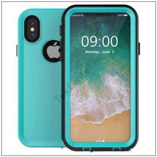 Apple iPhone X 5.8 /Apple iPhone XS 5.8 Vízhatlan / vízálló tok, AQUA (10 méterig, kitámasztó) CYAN