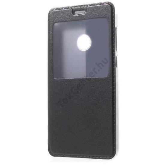SONY Xperia XZ1 Tok álló, bőr (FLIP, mágneses, oldalra nyíló, View Window) FEKETE	