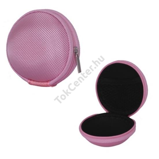 Tok textil, cipzáras (fülhallgató/james bond, 80 x 30 mm) RÓZSASZÍN