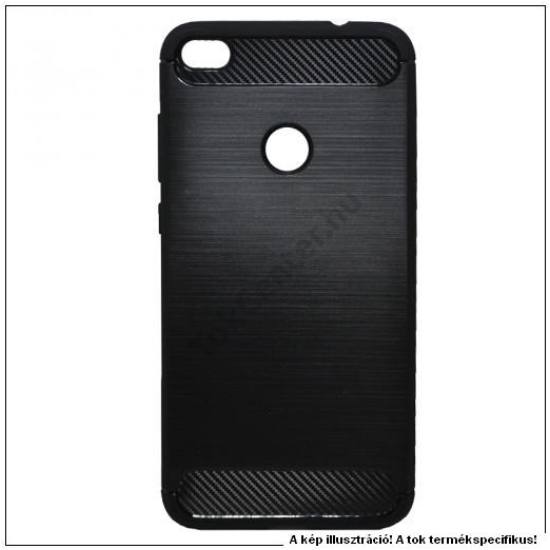 SONY Xperia XZ1 Telefonvédő gumi / szilikon (közepesen ütésálló, szálcsiszolt, karbonminta) FEKETE	
