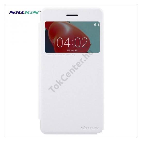 NOKIA 6 NILLKIN SPARKLE műanyag telefonvédő (mikroszálas bőr aktív flip, oldalra nyíló, View Window) FEHÉR	
