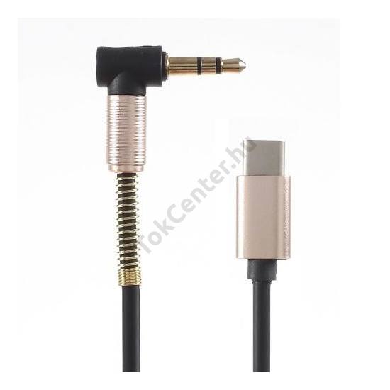 Audió adapter (USB Type-C - 3.5 mm jack csatlakozó, kábeltörés elleni védelem) FEKETE	
