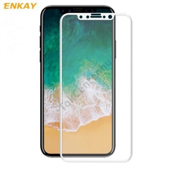 Apple iPhone 11 Pro/ Apple iPhone X 5.8 /Apple iPhone XS 5.8 ENKAY képernyővédő üveg (3D full cover,íves, karcálló, 0.26mm, 9H) FEHÉR