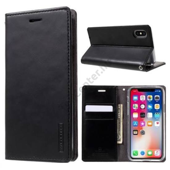 Apple iPhone X 5.8 / Apple iPhone XS 5.8 MERCURY BLUE MOON FLIP tok álló, bőr hatású (oldalra nyíló, asztali tartó funkció) FÉNYES FEKETE