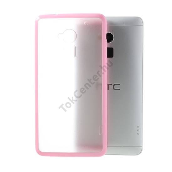 HTC One Max (8088) Műanyag telefonvédő (szilikon keret) RÓZSASZÍN/ÁTLÁTSZÓ