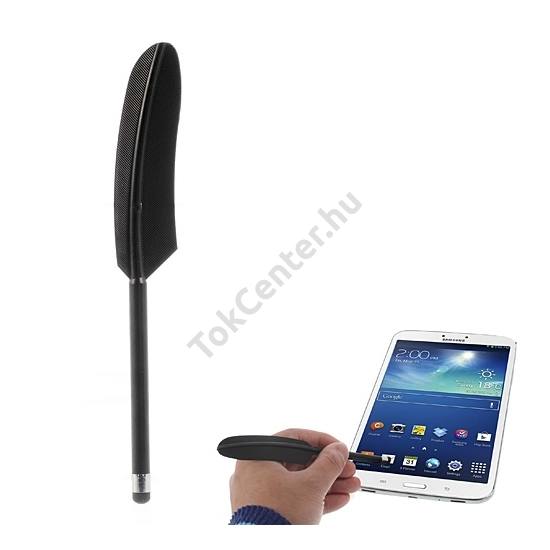 Érintőképernyő ceruza (alumínium, madártoll forma, kapacitív kijelző, 15 cm) FEKETE