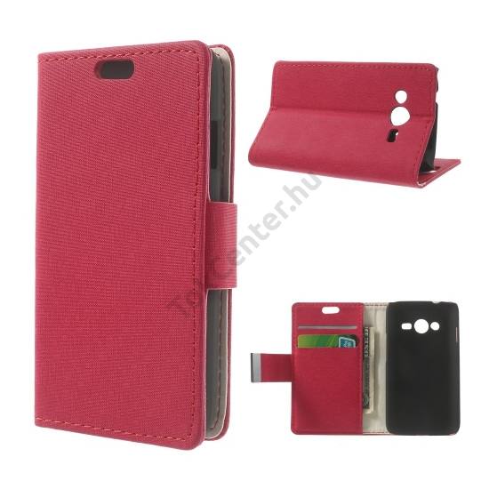 Samsung Galaxy Ace NXT (SM-G313H) Tok álló, bőr (FLIP, mágneses, oldalra nyíló,  bankkártya tartó, asztali tartó funkció, labirintus minta) PIROS