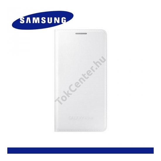 Samsung Galaxy Alpha (SM-G850) Tok álló, bőr (FLIP, akkufedél, oldalra nyíló, NFC) FEHÉR