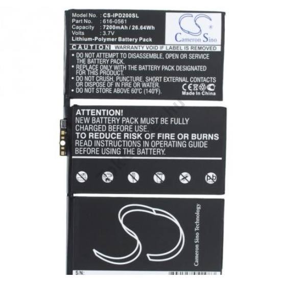 Akku 7200 mAh LI-Polymer (belső akku, beépítése szakértelmet igényel! 616-0559 kompatibilis)	