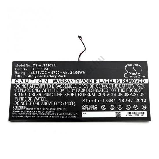 ALCATEL Plus 10 (OT-8085) Akku 5700 mAh LI-Polymer (belső akku, beépítése szakértelmet igényel! TLp058AC kompatibilis)	