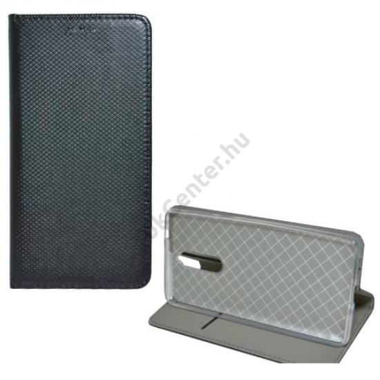 SONY Xperia XZ1 Compact Tok álló, bőr (FLIP, oldalra nyíló, asztali tartó funkció, rombuszminta) FEKETE	