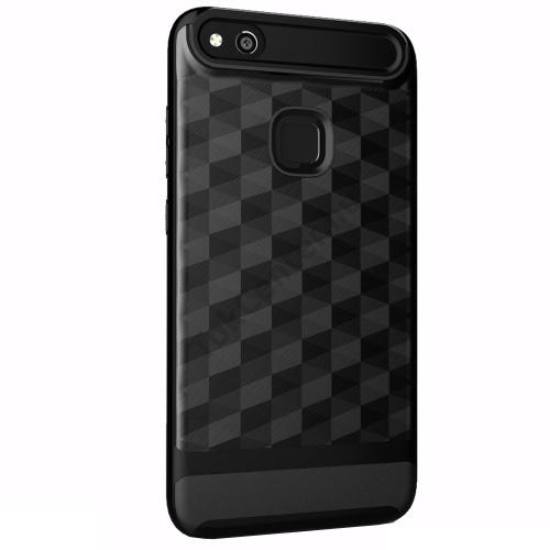 HUAWEI P10 Lite Defender műanyag telefonvédő (gumi / szilikon belső, közepesen ütésálló, 3D, rombuszminta) FEKETE	