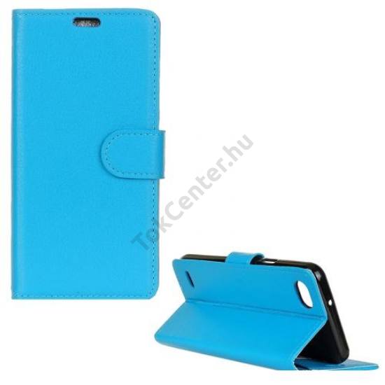 LG Q6 Tok álló, bőr (FLIP, mágneses, oldalra nyíló, asztali tartó funkció) KÉK	