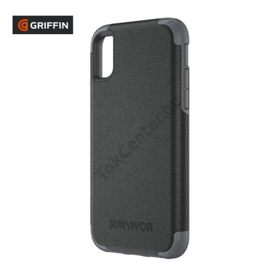 Apple iPhone X 5.8 / Apple iPhone XS 5.8 Műanyag telefonvédő SURVIVOR PRIME (szilikon betét, 2.1méterig, ütésálló, valódi bőr bevonat) FEKETE