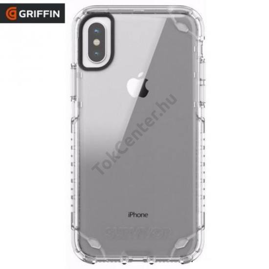 Apple iPhone X 5.8 / Apple iPhone XS 5.8 Műanyag telefonvédő SURVIVOR STRONG (szilikon keret, 2.1 méterig ütésálló) ÁTLÁTSZÓ