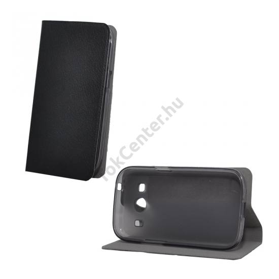 Samsung Galaxy Ace 4 LTE (SM-G357FZ) Tok álló, bőr (FLIP, oldalra nyíló, asztali tartó funkció, szilikon tartó) FEKETE