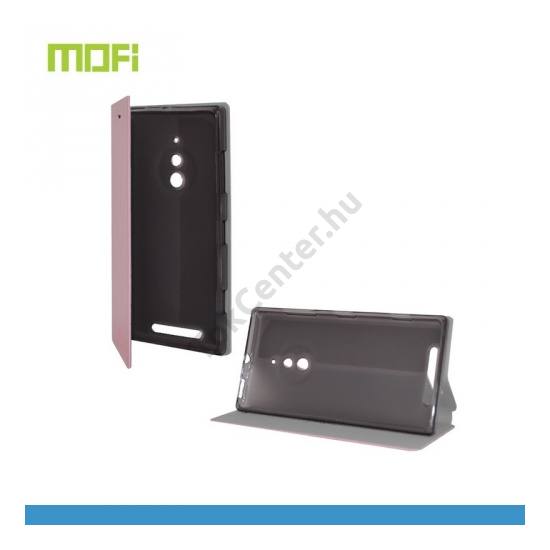 Nokia Lumia 830 MOFI RUI tok álló, bőr (FLIP, oldalra nyíló, asztali tartó funkció, szilikon tartó) RÓZSASZÍN