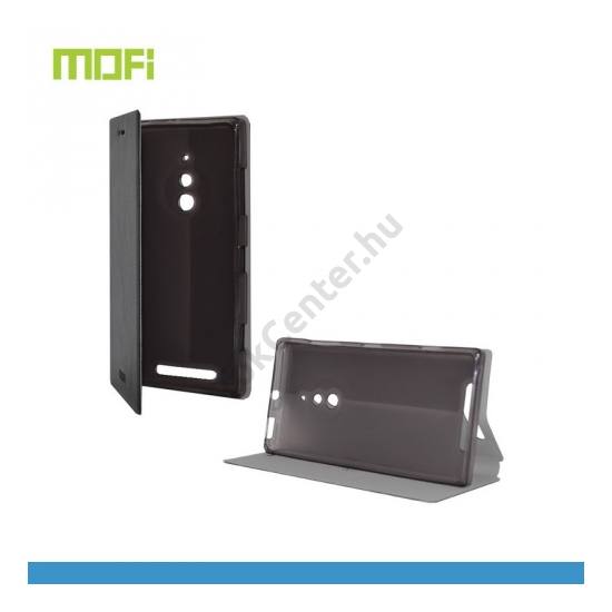 Nokia Lumia 830 MOFI RUI tok álló, bőr (FLIP, oldalra nyíló, asztali tartó funkció, szilikon tartó) FEKETE