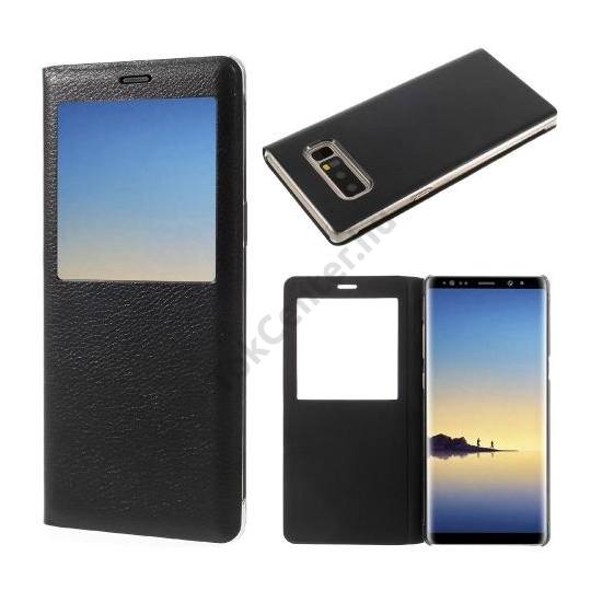 SAMSUNG Galaxy Note 8 (SM-N950F) Tok álló, bőr (FLIP, mágneses, oldalra nyíló, View Window) FEKETE	