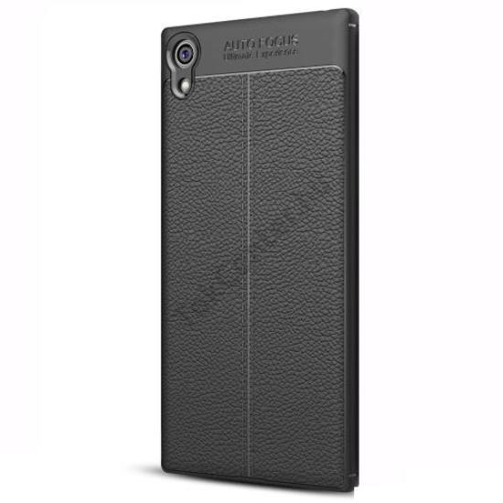 SONY Xperia XZ1 Compact Telefonvédő gumi / szilikon (bőr hátlap, varrás minta) FEKETE	